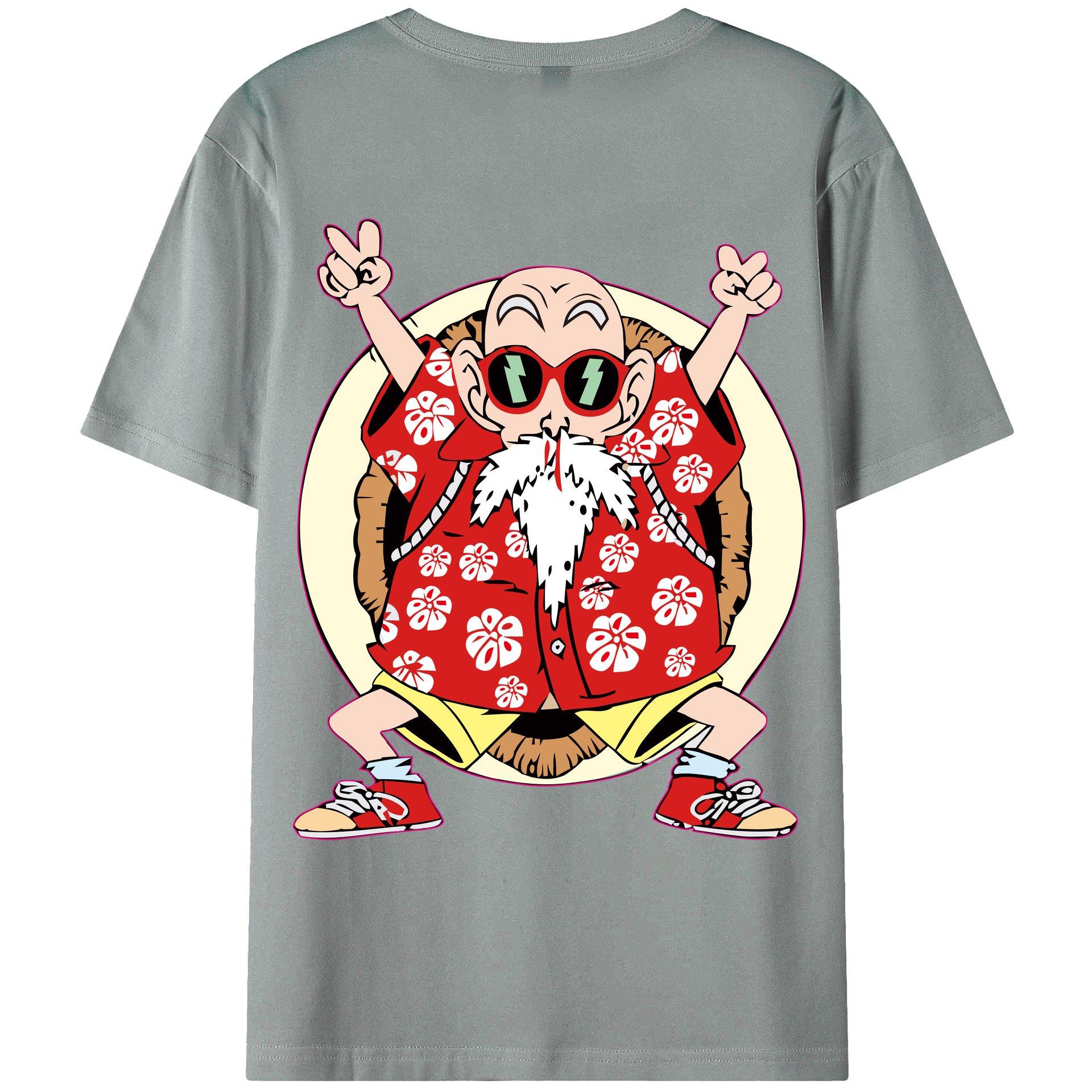 （画像用） ドラゴンボール 亀仙人（かめせんにん） DRAGON BALL Master Roshi Kame Sennin 綿100％ メンズ半袖Tシャツ（バックプリント） 通気性